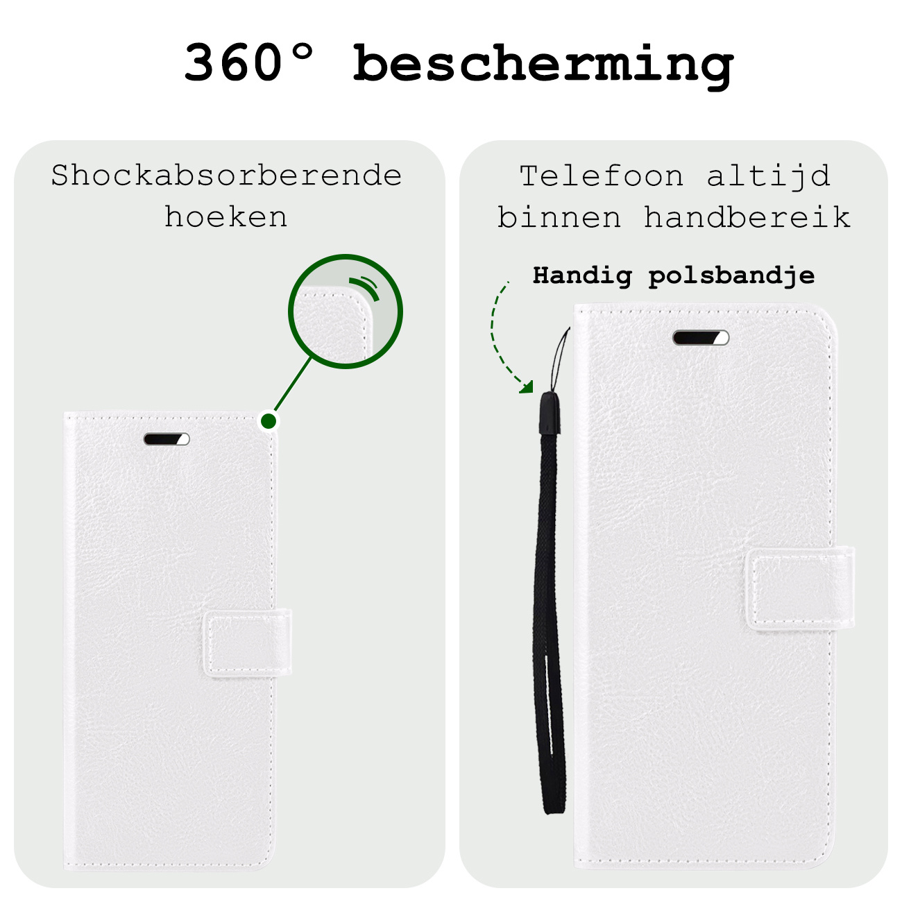 BASEY. Hoes Geschikt voor Samsung S24 Hoesje Bookcase Hoes Flip Case Book Cover - Hoesje Geschikt voor Samsung Galaxy S24 Hoes Book Case Hoesje - Wit