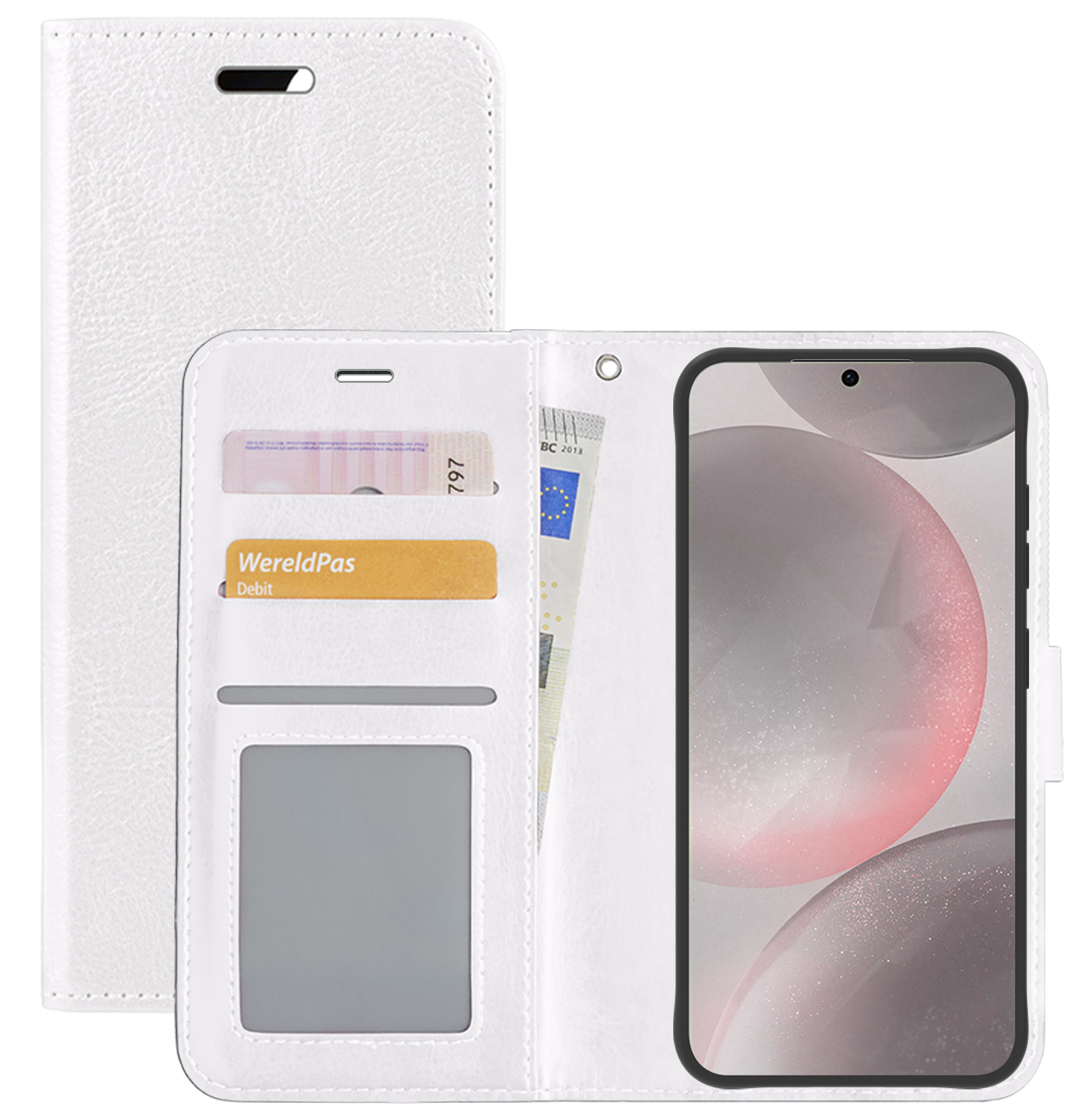 NoXx Hoes Geschikt voor Samsung S24 Plus Hoesje Book Case Hoes Flip Cover Wallet Bookcase - Wit