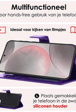 NoXx Hoes Geschikt voor Samsung S24 Plus Hoesje Book Case Hoes Flip Cover Wallet Bookcase - Paars