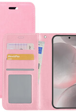 NoXx Hoes Geschikt voor Samsung S24 Plus Hoesje Book Case Hoes Flip Cover Wallet Bookcase - Lichtroze