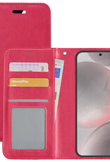 NoXx Hoes Geschikt voor Samsung S24 Plus Hoesje Book Case Hoes Flip Cover Wallet Bookcase - Donkerroze