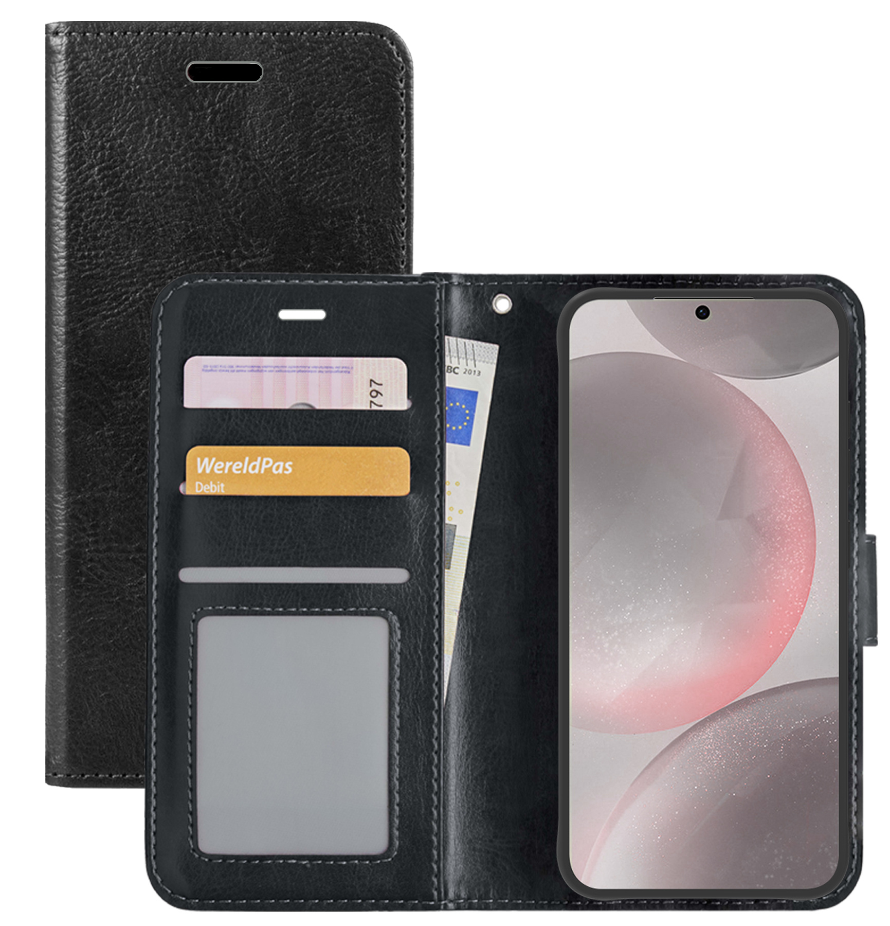 NoXx Hoes Geschikt voor Samsung S24 Hoesje Book Case Hoes Flip Cover Wallet Bookcase - Zwart