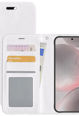 NoXx Hoes Geschikt voor Samsung S24 Hoesje Book Case Hoes Flip Cover Wallet Bookcase - Wit