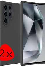 BASEY. Hoes Geschikt voor Samsung S24 Ultra Hoesje Siliconen Back Cover Case - Hoesje Geschikt voor Samsung Galaxy S24 Ultra Hoes Cover Hoesje - Zwart - 2 Stuks