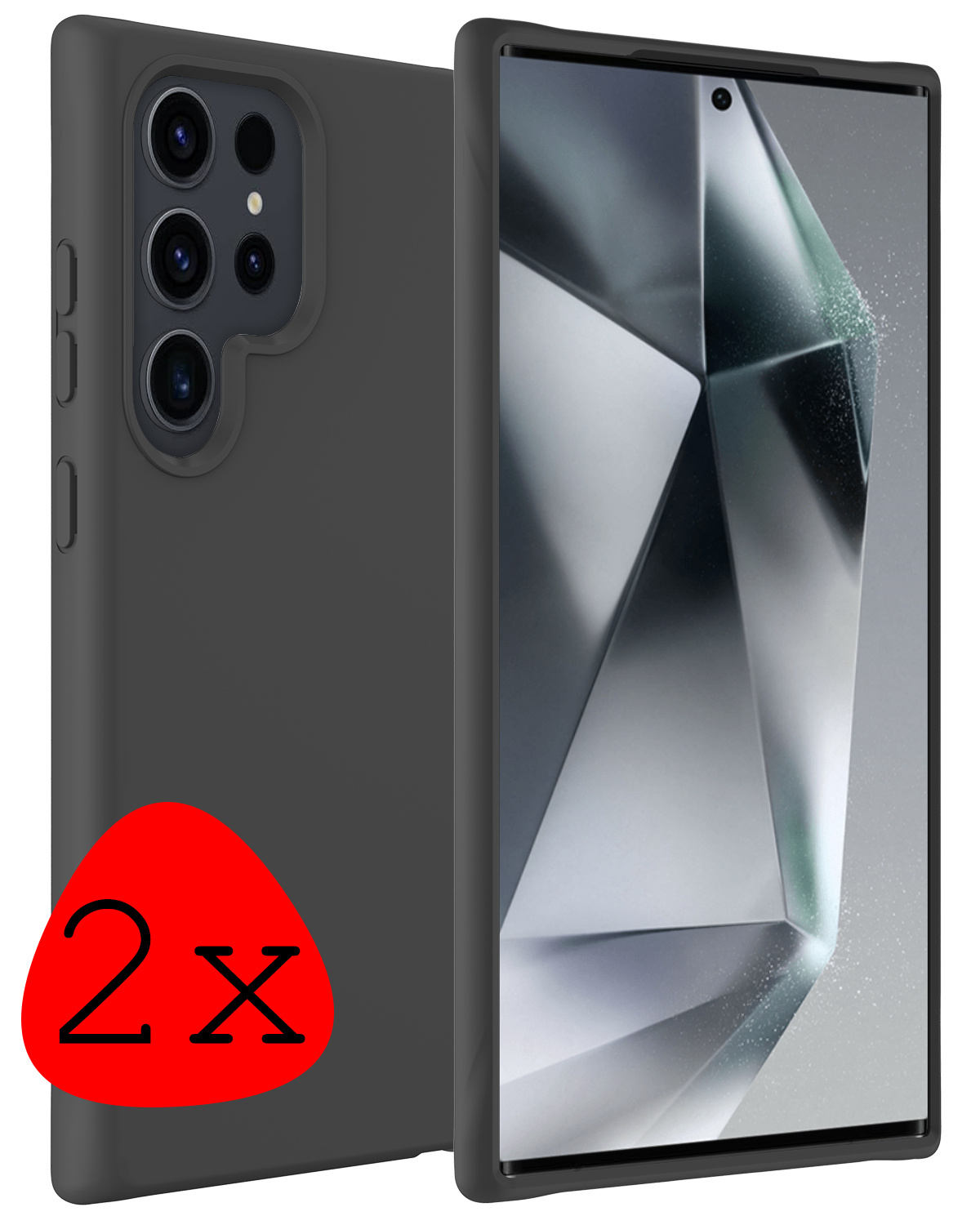 BASEY. Hoes Geschikt voor Samsung S24 Ultra Hoesje Siliconen Back Cover Case - Hoesje Geschikt voor Samsung Galaxy S24 Ultra Hoes Cover Hoesje - Zwart - 2 Stuks