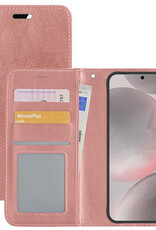 NoXx Hoes Geschikt voor Samsung S24 Hoesje Book Case Hoes Flip Cover Wallet Bookcase - Rosé goud