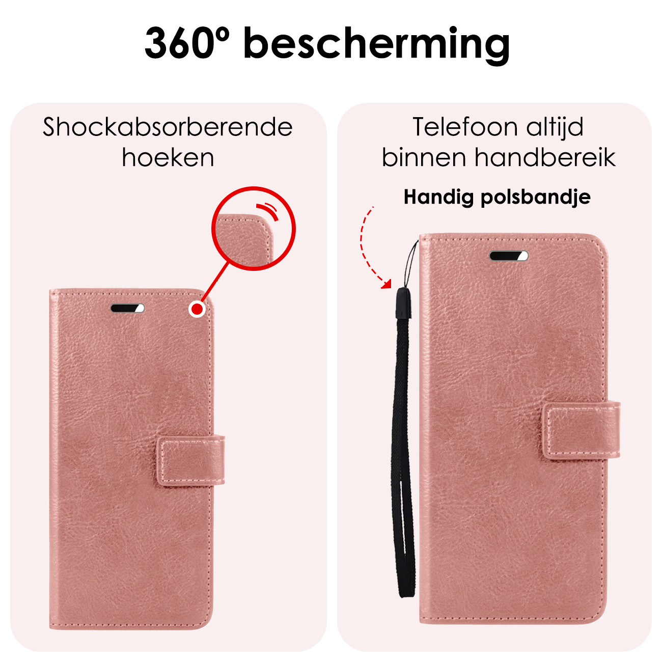 NoXx Hoes Geschikt voor Samsung S24 Hoesje Book Case Hoes Flip Cover Wallet Bookcase - Rosé goud