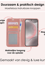 NoXx Hoes Geschikt voor Samsung S24 Hoesje Book Case Hoes Flip Cover Wallet Bookcase - Rosé goud