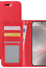 NoXx Hoes Geschikt voor Samsung S24 Hoesje Book Case Hoes Flip Cover Wallet Bookcase - Rood