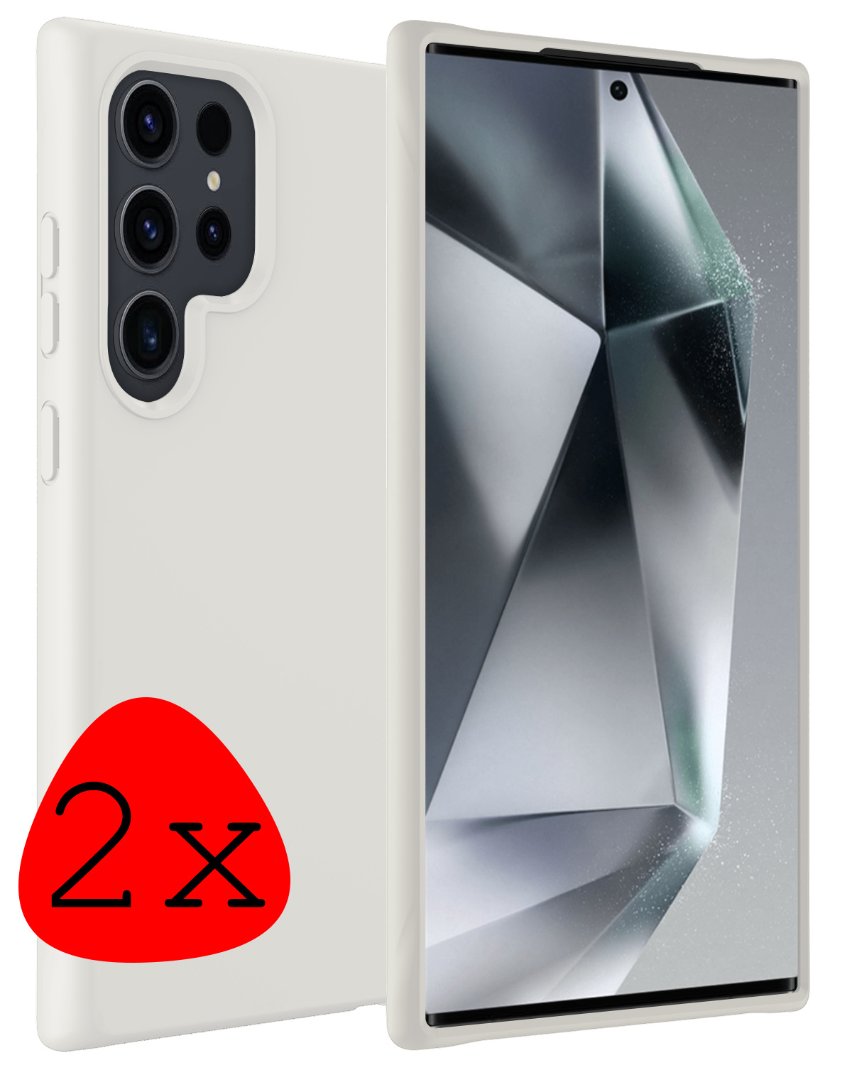 BASEY. Hoes Geschikt voor Samsung S24 Ultra Hoesje Siliconen Back Cover Case - Hoesje Geschikt voor Samsung Galaxy S24 Ultra Hoes Cover Hoesje - Wit - 2 Stuks