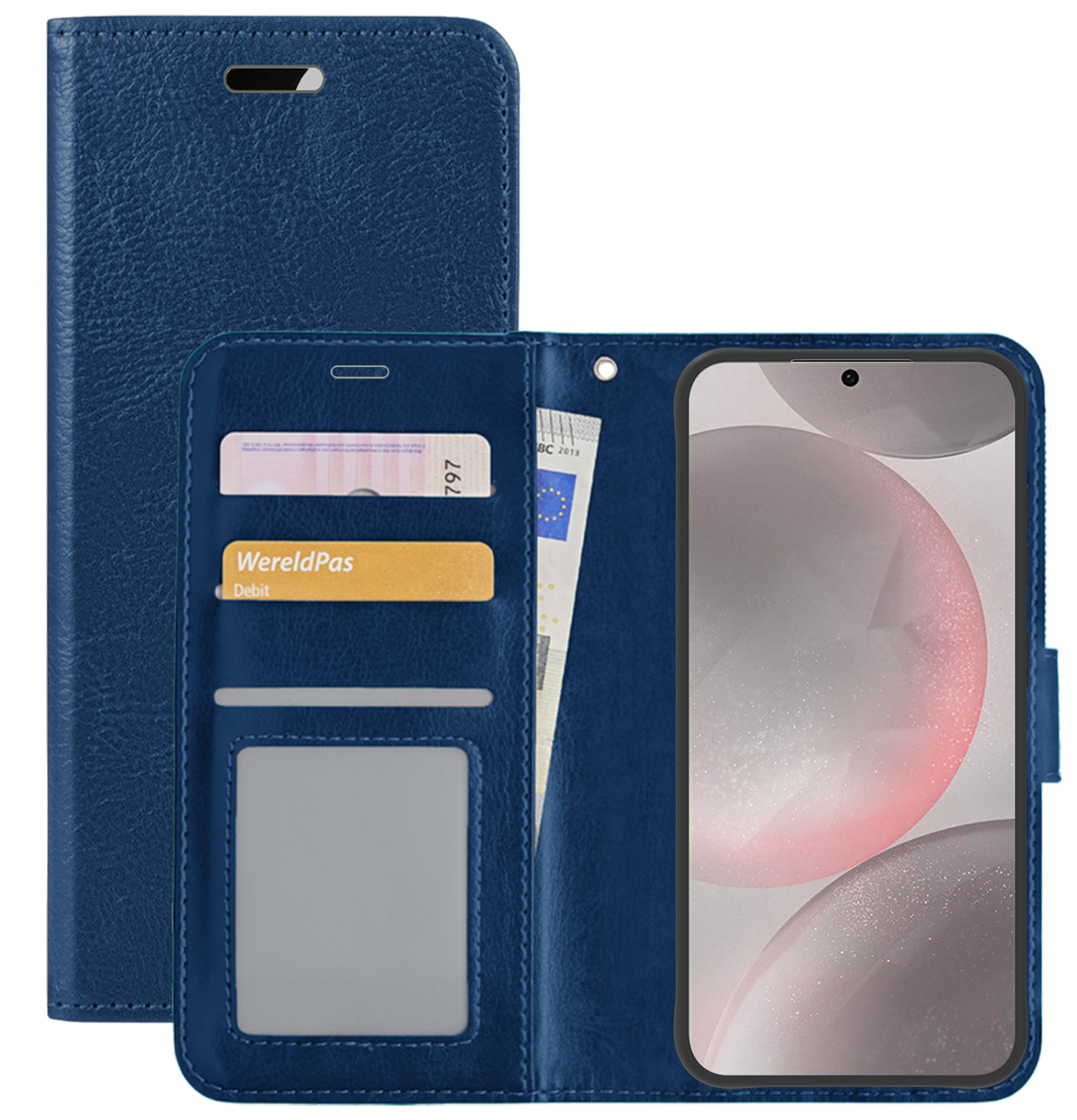 NoXx Hoes Geschikt voor Samsung S24 Hoesje Book Case Hoes Flip Cover Wallet Bookcase - Donkerblauw