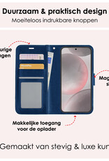 NoXx Hoes Geschikt voor Samsung S24 Hoesje Book Case Hoes Flip Cover Wallet Bookcase - Donkerblauw