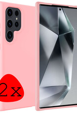 BASEY. Hoes Geschikt voor Samsung S24 Ultra Hoesje Siliconen Back Cover Case - Hoesje Geschikt voor Samsung Galaxy S24 Ultra Hoes Cover Hoesje - Lichtroze - 2 Stuks