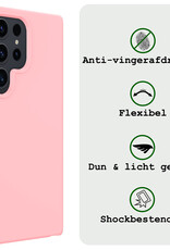 BASEY. Hoes Geschikt voor Samsung S24 Ultra Hoesje Siliconen Back Cover Case - Hoesje Geschikt voor Samsung Galaxy S24 Ultra Hoes Cover Hoesje - Lichtroze - 2 Stuks