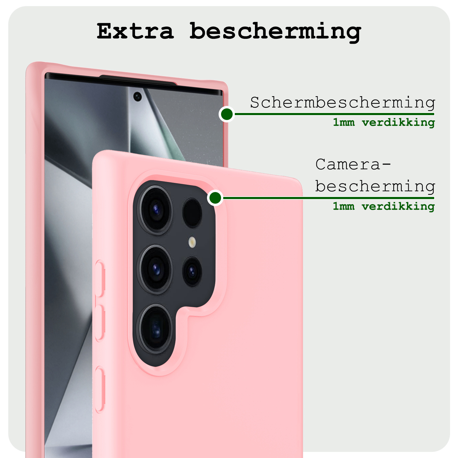 BASEY. Hoes Geschikt voor Samsung S24 Ultra Hoesje Siliconen Back Cover Case - Hoesje Geschikt voor Samsung Galaxy S24 Ultra Hoes Cover Hoesje - Lichtroze - 2 Stuks