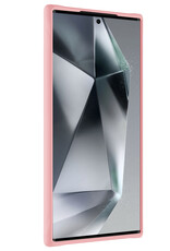 BASEY. Hoes Geschikt voor Samsung S24 Ultra Hoesje Siliconen Back Cover Case - Hoesje Geschikt voor Samsung Galaxy S24 Ultra Hoes Cover Hoesje - Lichtroze - 2 Stuks