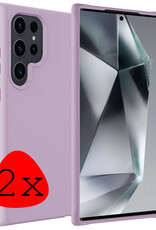 BASEY. Hoes Geschikt voor Samsung S24 Ultra Hoesje Siliconen Back Cover Case - Hoesje Geschikt voor Samsung Galaxy S24 Ultra Hoes Cover Hoesje - Lila - 2 Stuks