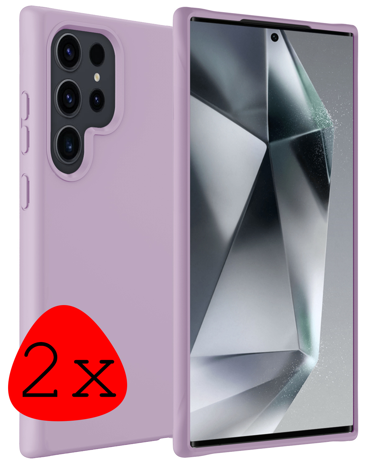 BASEY. Hoes Geschikt voor Samsung S24 Ultra Hoesje Siliconen Back Cover Case - Hoesje Geschikt voor Samsung Galaxy S24 Ultra Hoes Cover Hoesje - Lila - 2 Stuks