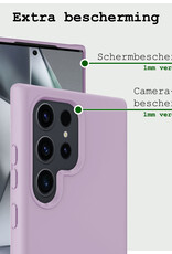BASEY. Hoes Geschikt voor Samsung S24 Ultra Hoesje Siliconen Back Cover Case - Hoesje Geschikt voor Samsung Galaxy S24 Ultra Hoes Cover Hoesje - Lila - 2 Stuks