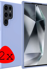 BASEY. Hoes Geschikt voor Samsung S24 Ultra Hoesje Siliconen Back Cover Case - Hoesje Geschikt voor Samsung Galaxy S24 Ultra Hoes Cover Hoesje - Lichtblauw - 2 Stuks