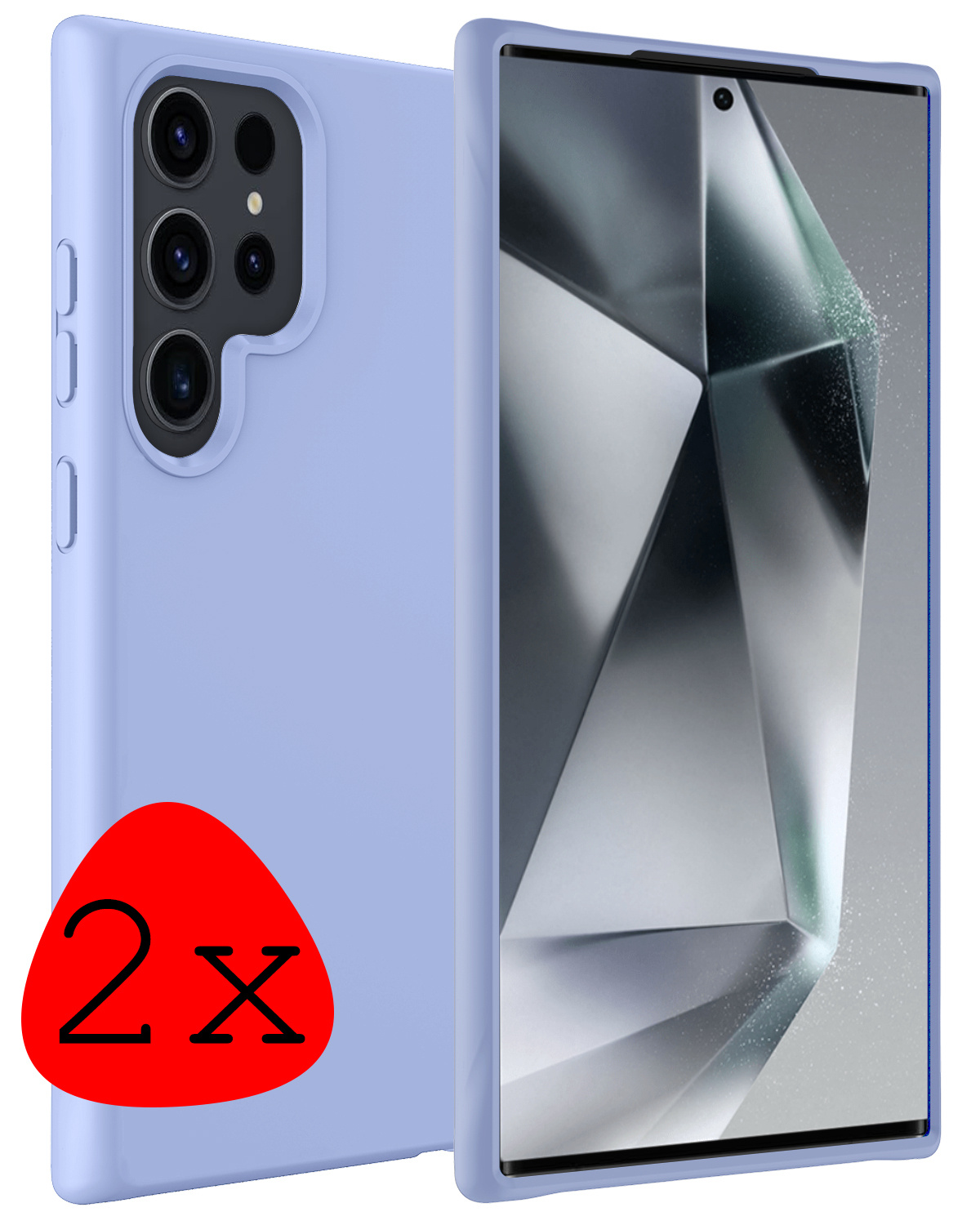 BASEY. Hoes Geschikt voor Samsung S24 Ultra Hoesje Siliconen Back Cover Case - Hoesje Geschikt voor Samsung Galaxy S24 Ultra Hoes Cover Hoesje - Lichtblauw - 2 Stuks