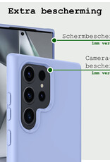 BASEY. Hoes Geschikt voor Samsung S24 Ultra Hoesje Siliconen Back Cover Case - Hoesje Geschikt voor Samsung Galaxy S24 Ultra Hoes Cover Hoesje - Lichtblauw - 2 Stuks