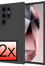 NoXx Hoes Geschikt voor Samsung S24 Ultra Hoesje Cover Siliconen Back Case Hoes - Zwart - 2x