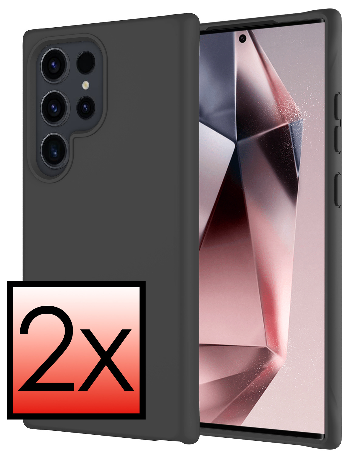 NoXx Hoes Geschikt voor Samsung S24 Ultra Hoesje Cover Siliconen Back Case Hoes - Zwart - 2x