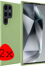 BASEY. Hoes Geschikt voor Samsung S24 Ultra Hoesje Siliconen Back Cover Case - Hoesje Geschikt voor Samsung Galaxy S24 Ultra Hoes Cover Hoesje - Groen - 2 Stuks