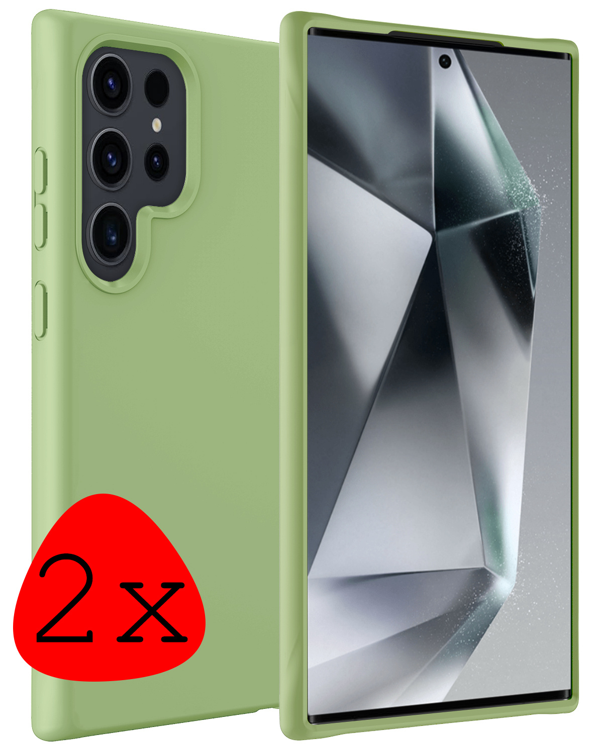 BASEY. Hoes Geschikt voor Samsung S24 Ultra Hoesje Siliconen Back Cover Case - Hoesje Geschikt voor Samsung Galaxy S24 Ultra Hoes Cover Hoesje - Groen - 2 Stuks