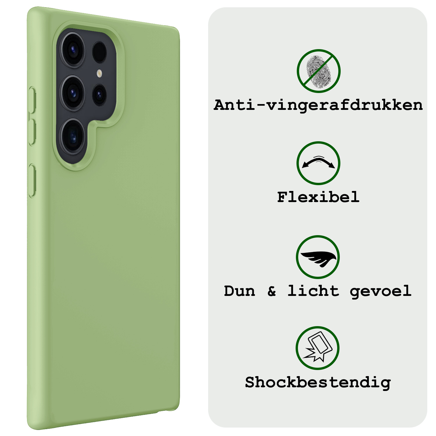 BASEY. Hoes Geschikt voor Samsung S24 Ultra Hoesje Siliconen Back Cover Case - Hoesje Geschikt voor Samsung Galaxy S24 Ultra Hoes Cover Hoesje - Groen - 2 Stuks