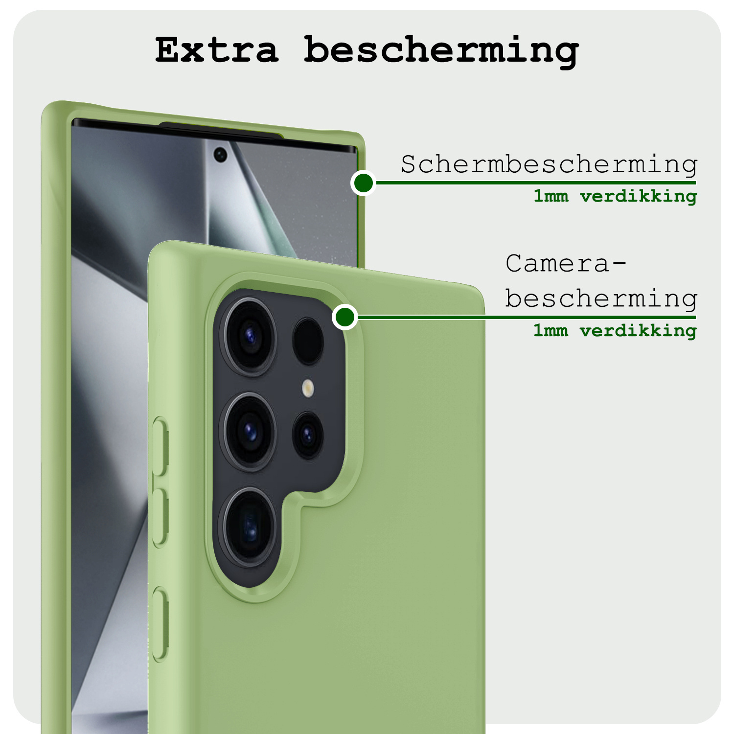 BASEY. Hoes Geschikt voor Samsung S24 Ultra Hoesje Siliconen Back Cover Case - Hoesje Geschikt voor Samsung Galaxy S24 Ultra Hoes Cover Hoesje - Groen - 2 Stuks