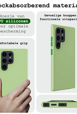 BASEY. Hoes Geschikt voor Samsung S24 Ultra Hoesje Siliconen Back Cover Case - Hoesje Geschikt voor Samsung Galaxy S24 Ultra Hoes Cover Hoesje - Groen - 2 Stuks