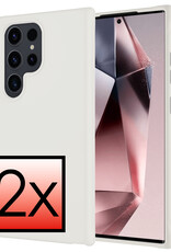 NoXx Hoes Geschikt voor Samsung S24 Ultra Hoesje Cover Siliconen Back Case Hoes - Wit - 2x