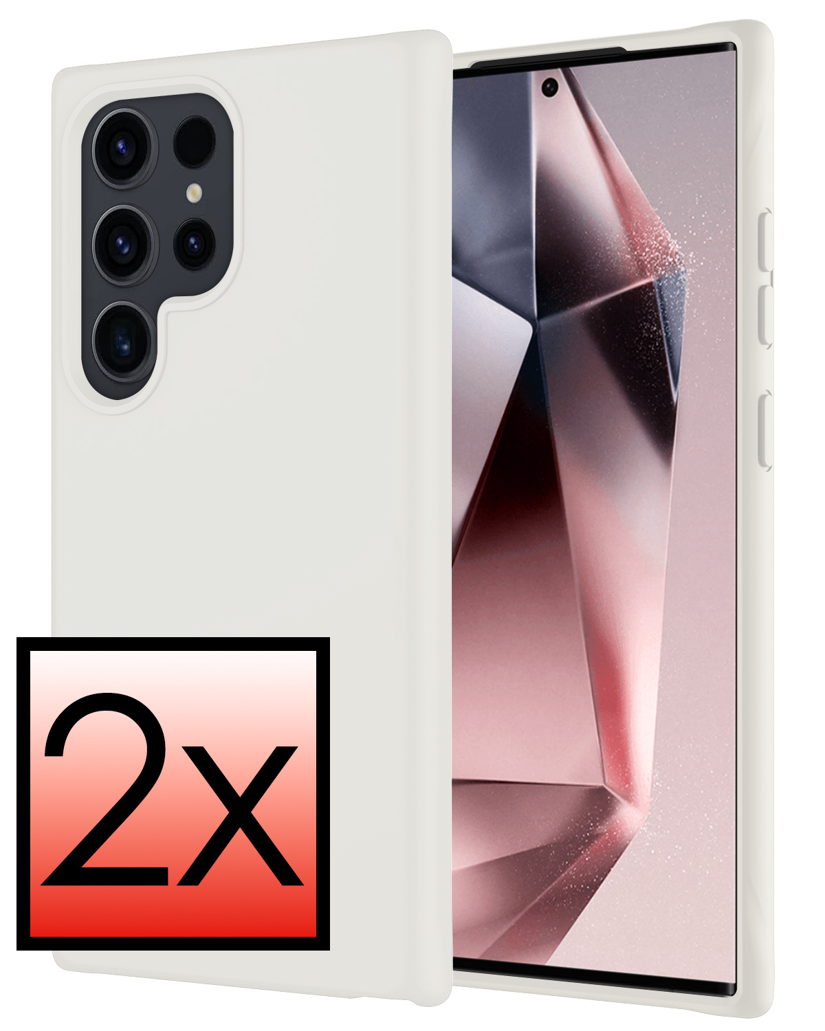 NoXx Hoes Geschikt voor Samsung S24 Ultra Hoesje Cover Siliconen Back Case Hoes - Wit - 2x