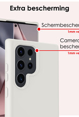 NoXx Hoes Geschikt voor Samsung S24 Ultra Hoesje Cover Siliconen Back Case Hoes - Wit - 2x