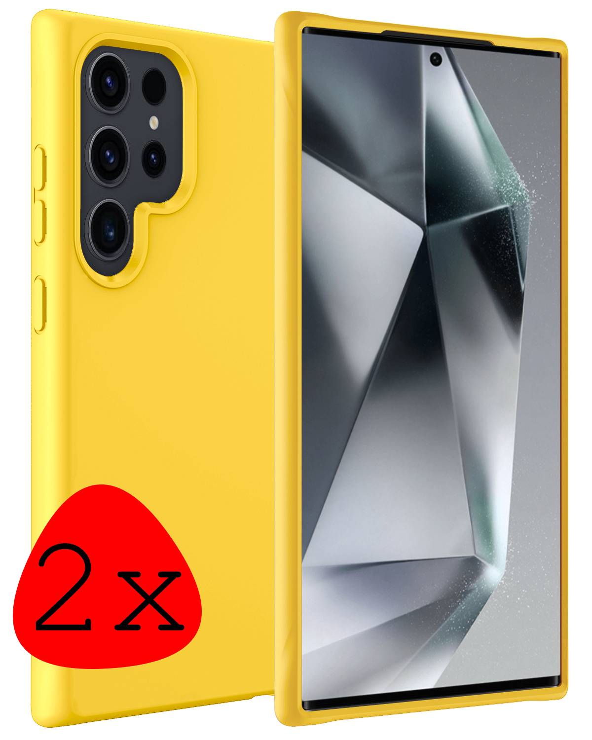 BASEY. Hoes Geschikt voor Samsung S24 Ultra Hoesje Siliconen Back Cover Case - Hoesje Geschikt voor Samsung Galaxy S24 Ultra Hoes Cover Hoesje - Geel - 2 Stuks