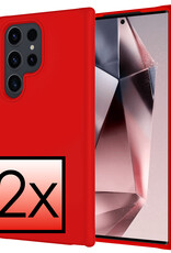 NoXx Hoes Geschikt voor Samsung S24 Ultra Hoesje Cover Siliconen Back Case Hoes - Rood - 2x