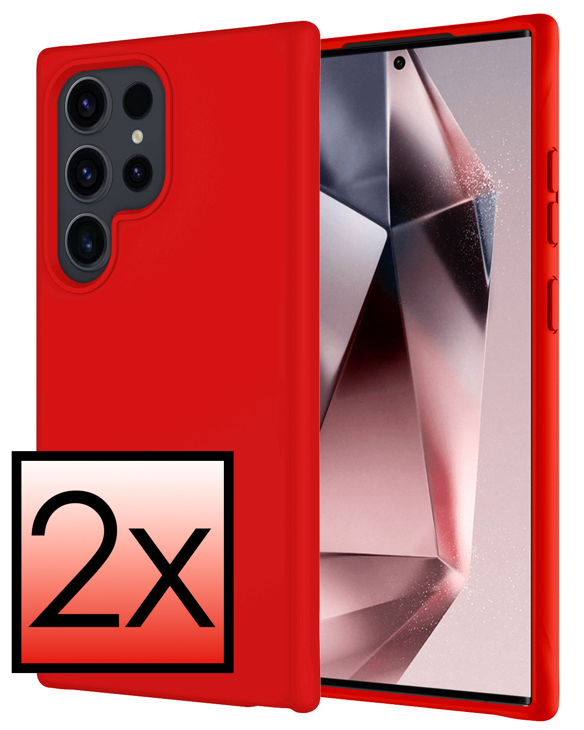 NoXx Hoes Geschikt voor Samsung S24 Ultra Hoesje Cover Siliconen Back Case Hoes - Rood - 2x