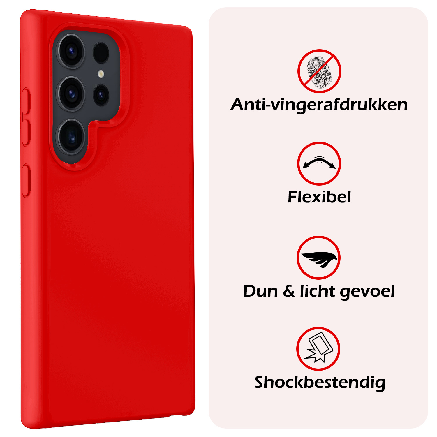 NoXx Hoes Geschikt voor Samsung S24 Ultra Hoesje Cover Siliconen Back Case Hoes - Rood - 2x