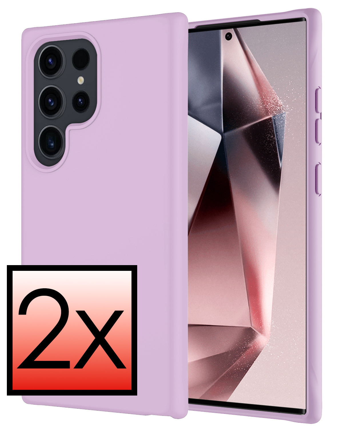 NoXx Hoes Geschikt voor Samsung S24 Ultra Hoesje Cover Siliconen Back Case Hoes - Lila - 2x