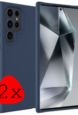 BASEY. Hoes Geschikt voor Samsung S24 Ultra Hoesje Siliconen Back Cover Case - Hoesje Geschikt voor Samsung Galaxy S24 Ultra Hoes Cover Hoesje - Donkerblauw - 2 Stuks