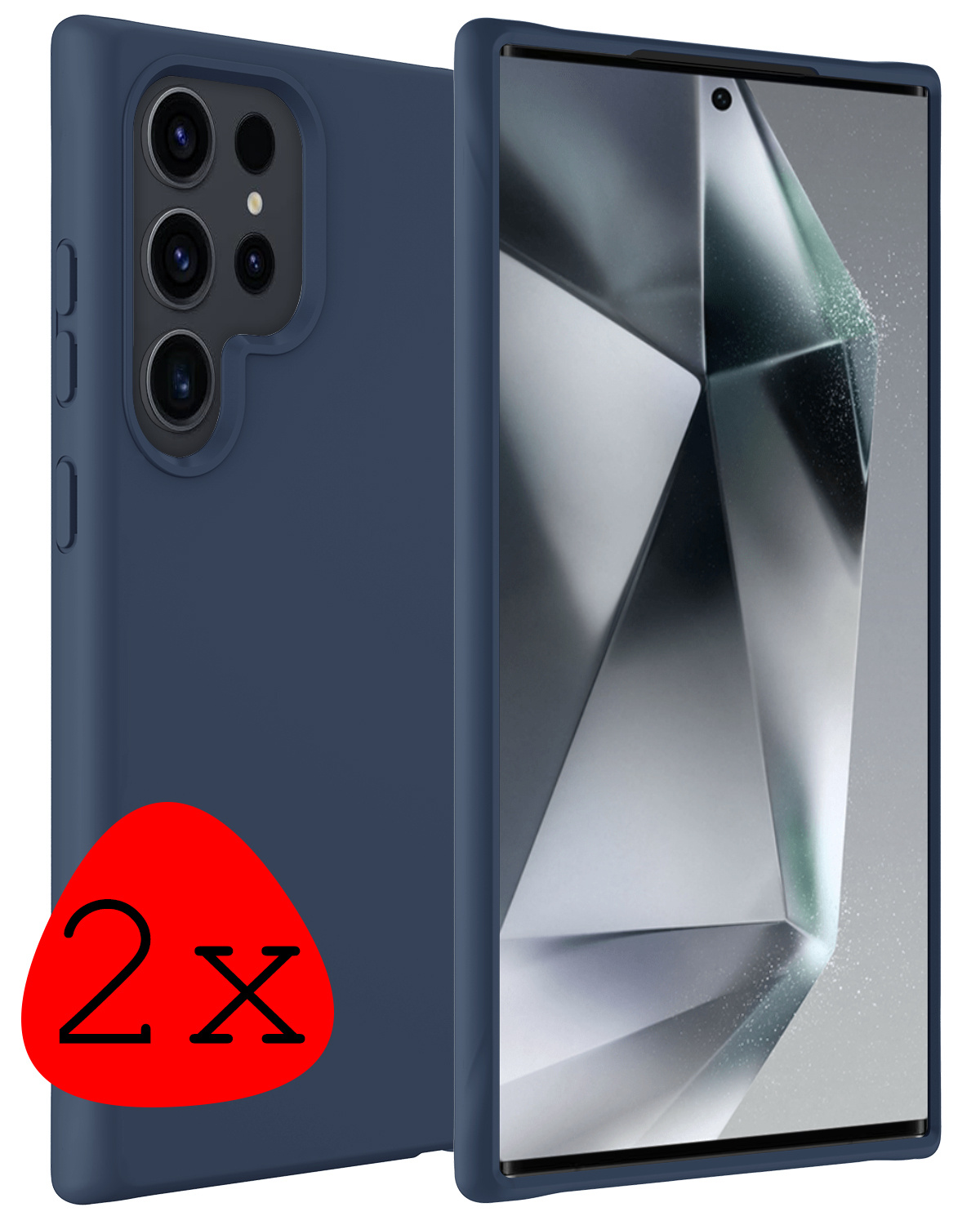 BASEY. Hoes Geschikt voor Samsung S24 Ultra Hoesje Siliconen Back Cover Case - Hoesje Geschikt voor Samsung Galaxy S24 Ultra Hoes Cover Hoesje - Donkerblauw - 2 Stuks