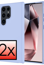 NoXx Hoes Geschikt voor Samsung S24 Ultra Hoesje Cover Siliconen Back Case Hoes - Lichtblauw - 2x