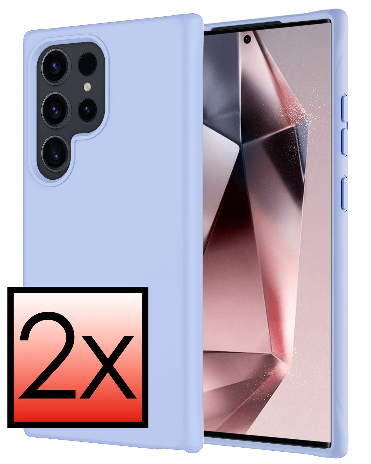 NoXx Hoes Geschikt voor Samsung S24 Ultra Hoesje Cover Siliconen Back Case Hoes - Lichtblauw - 2x