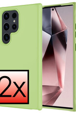 NoXx Hoes Geschikt voor Samsung S24 Ultra Hoesje Cover Siliconen Back Case Hoes - Groen - 2x