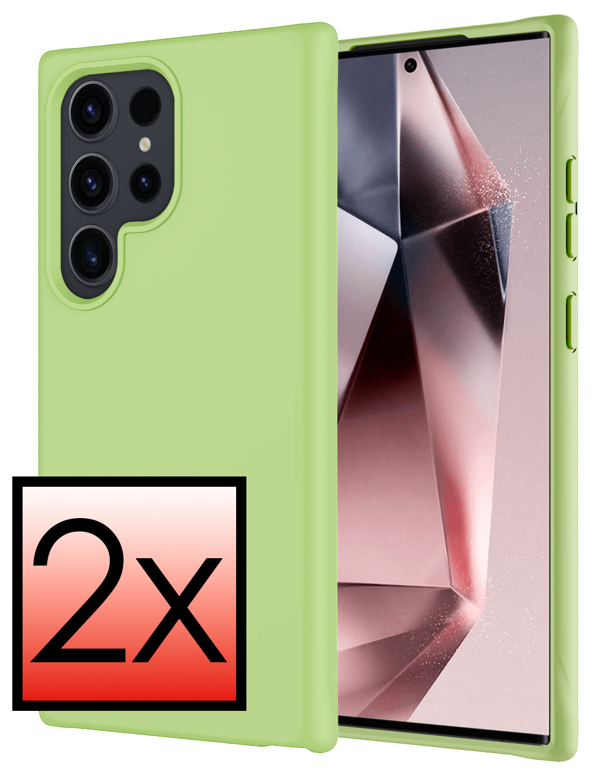 NoXx Hoes Geschikt voor Samsung S24 Ultra Hoesje Cover Siliconen Back Case Hoes - Groen - 2x