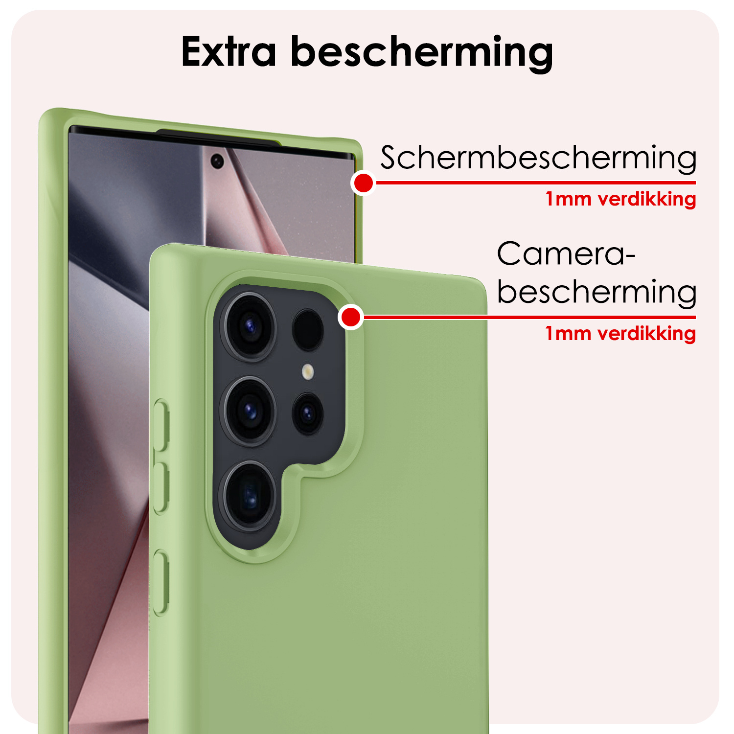 NoXx Hoes Geschikt voor Samsung S24 Ultra Hoesje Cover Siliconen Back Case Hoes - Groen - 2x