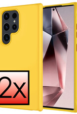 NoXx Hoes Geschikt voor Samsung S24 Ultra Hoesje Cover Siliconen Back Case Hoes - Geel - 2x
