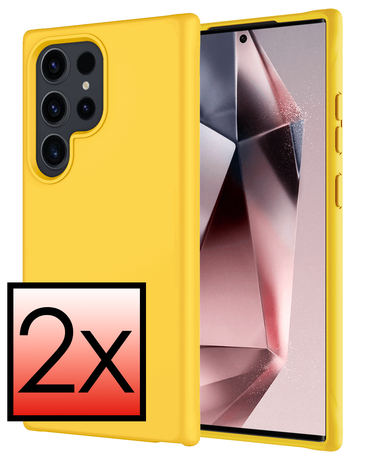 NoXx Hoes Geschikt voor Samsung S24 Ultra Hoesje Cover Siliconen Back Case Hoes - Geel - 2x
